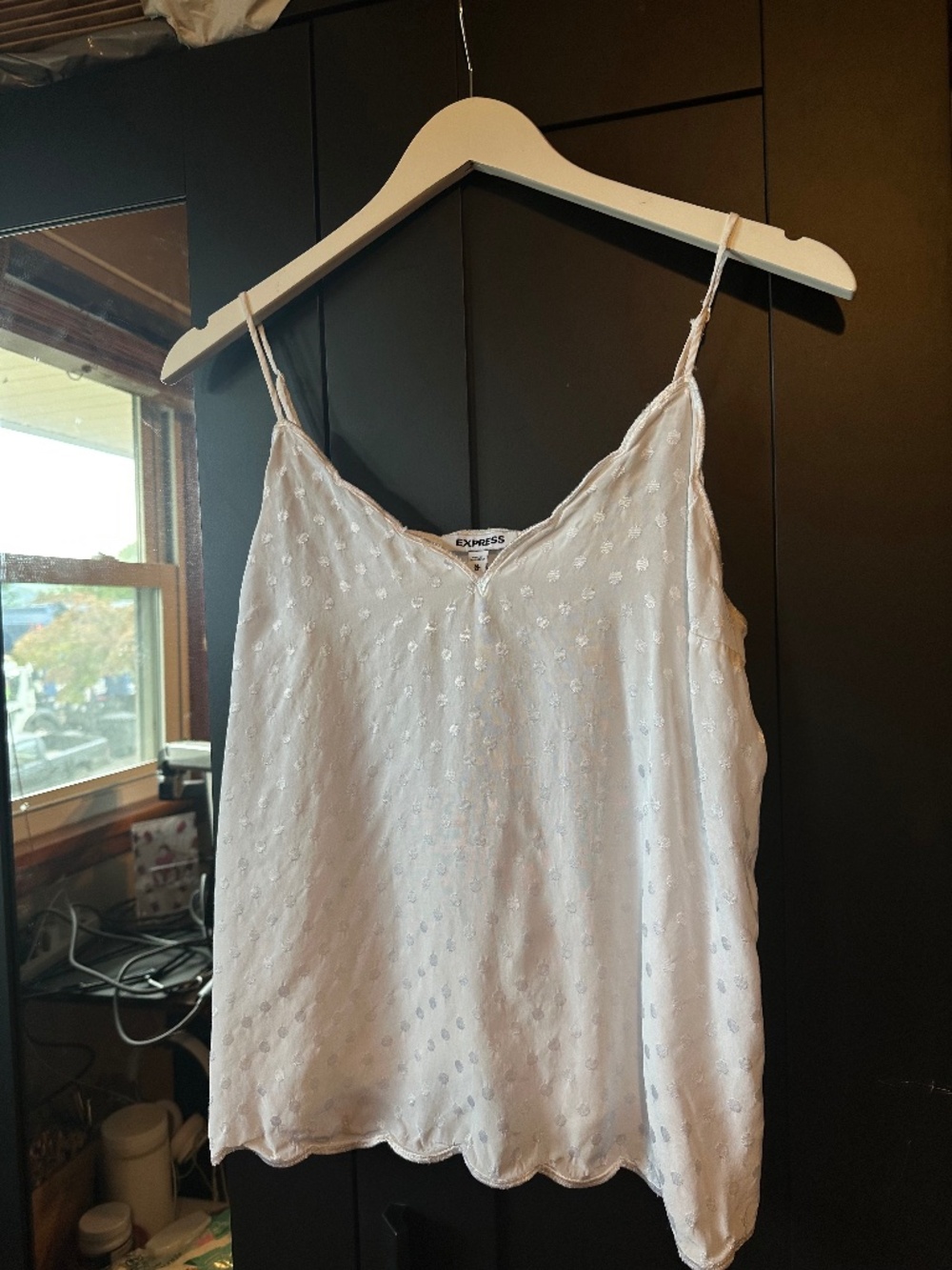Express Y2K Ivory Jacquard Polka Dot Rayon Cami Tank Size M